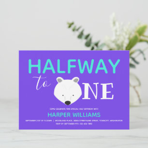 Polar Bear Six Month Baby Half Birthday Invitation