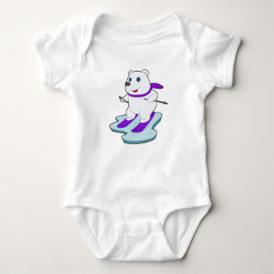 Polar bear Skier Ski Baby Bodysuit