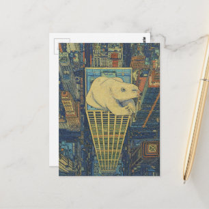 Polar Bear Skyscraper Surreal Postcard
