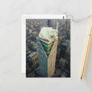 Polar Bear Skyscraper Surreal Scene Postcard