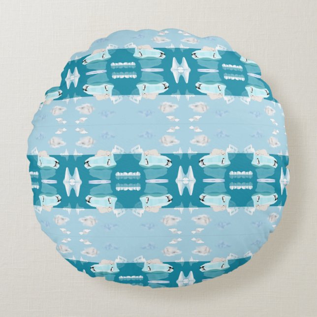 Polar Bear Sleeping on an iceberg on a burp cloth Round Cushion (Front)