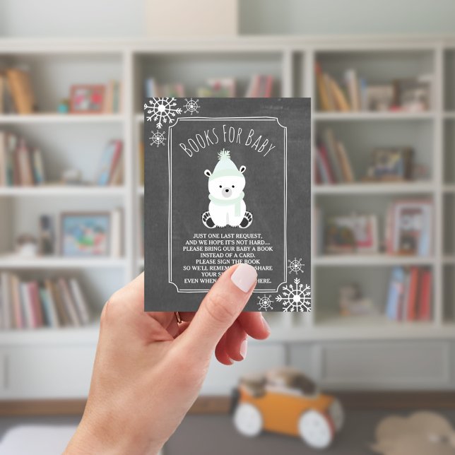 Polar Bear Snow Neutral Baby Shower Book Request Enclosure Card (Creator Uploaded)