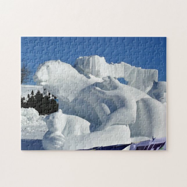 Polar Bear Snow Sculpture, Quebec, Canada Jigsaw Puzzle (Horizontal)