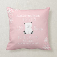 Polar Bear Snowflake Pink Baby Girl Birth Stats