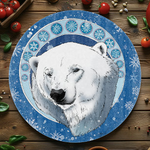 Polar Bear Snowflakes Art Nouveau Cutting Board