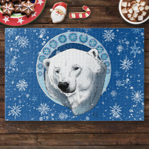 Polar Bear Snowflakes Art Nouveau Jigsaw Puzzle