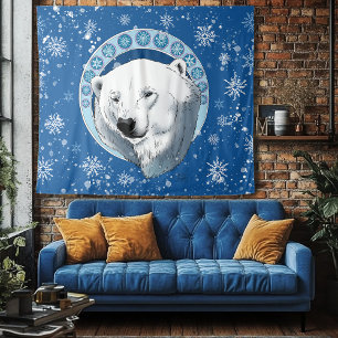 Polar Bear Snowflakes Art Nouveau Tapestry