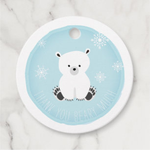 Polar Bear Snowflakes Blue Baby Shower Favour Tags