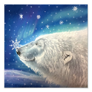 Polar Bear Snowflakes Poster
