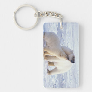 Polar bear sow with cub, pack key ring
