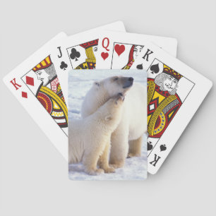Polar bear sow with cub, pack playing cards
