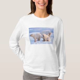 Polar bear sow with cubs on pack ice of coastal T-Shirt