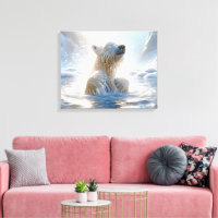 Polar Bear Splashing In Arctic Water