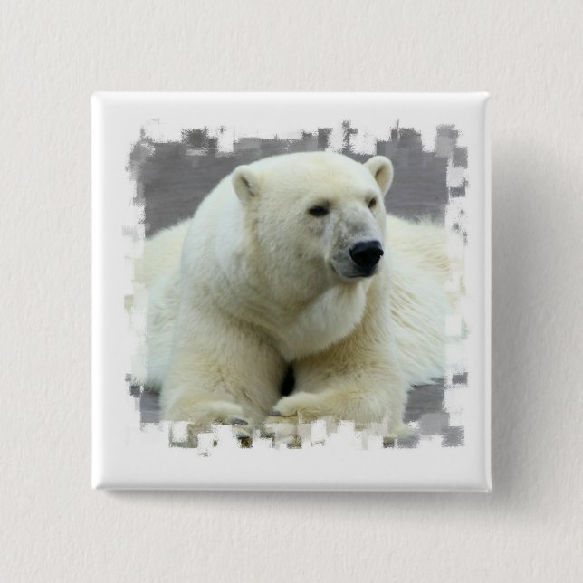 Polar Bear Square Button (Front)