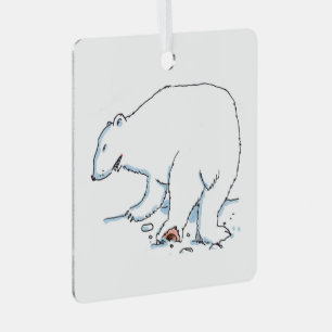 Polar Bear square metal ornament 2 sided