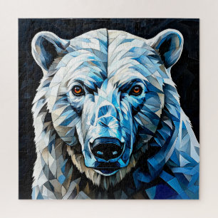 Polar Bear Stained Glass Jigsaw Puzzle