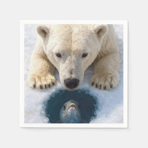 Polar Bear Staring at a Fish Napkin