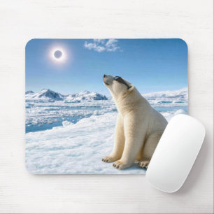 Polar Bear Staring at a Solar Eclipse Mouse Pad