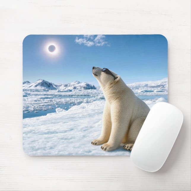 Polar Bear Staring at a Solar Eclipse  Mouse Pad (With Mouse)