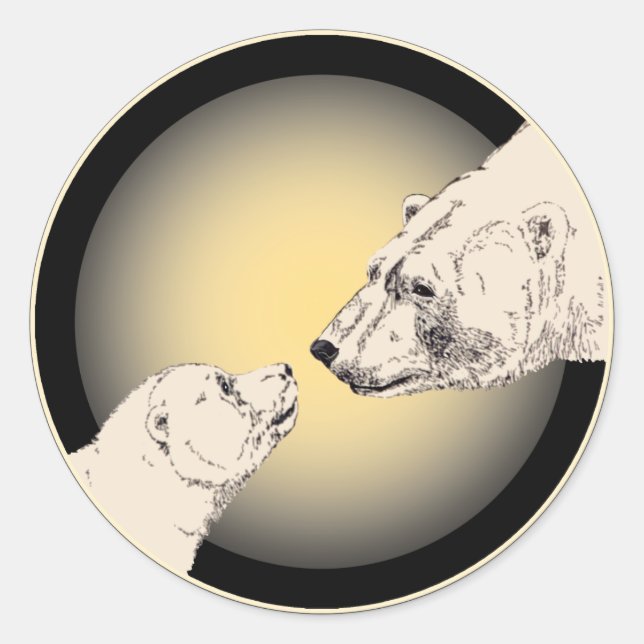 Polar Bear Stickers Wildlife Bear & Cub Stickers (Front)