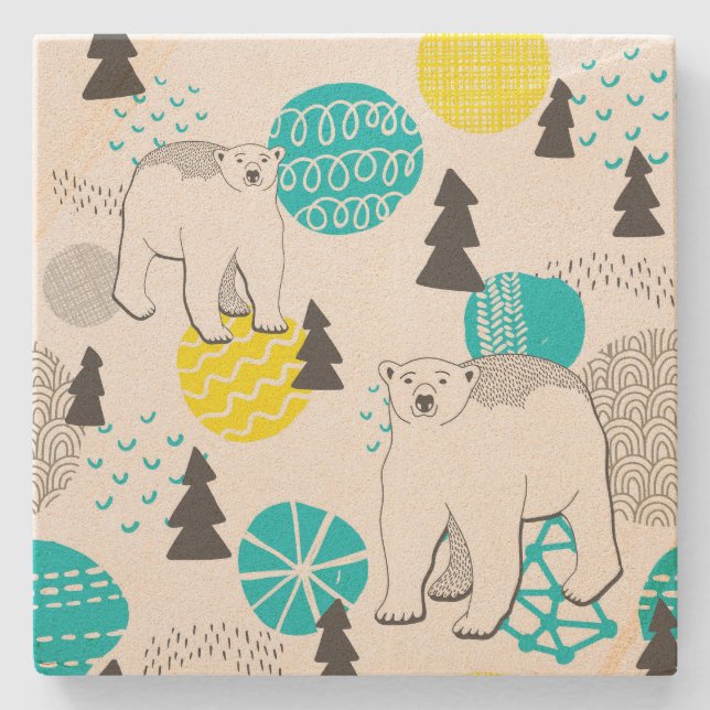 Polar bear stone coaster (Front)