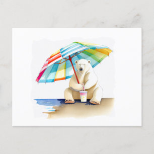 polar bear summer vacation postcard