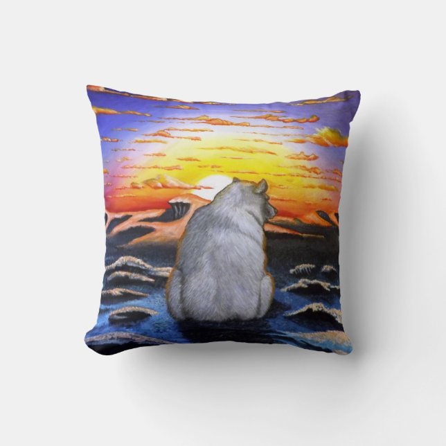 Polar Bear Sunset Cushion (Front)