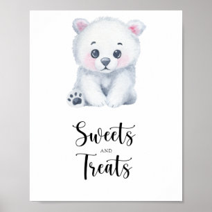 Polar bear - sweets and treats baby shower poster