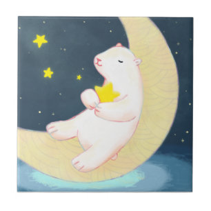 Polar Bear, the Moon & Stars Tile
