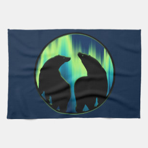 Polar Bear Towel Northern Lights Bear Tea Towel