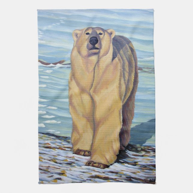 Polar Bear Towel Polar Bear Art Tea Towel Gift (Vertical)