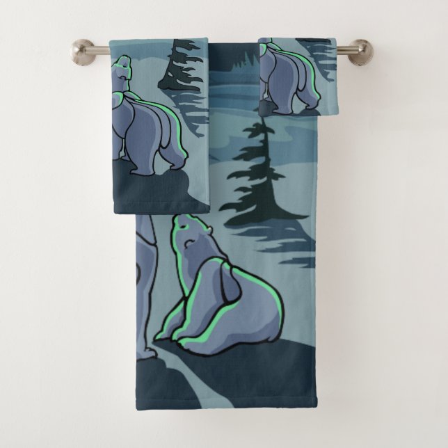 Polar Bear Towel Sets Personalised Bear Art Towels (Insitu)