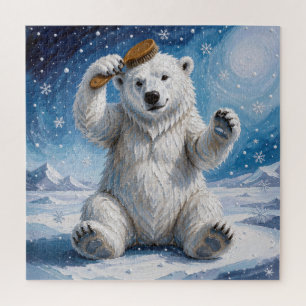 Polar Bear Using a Hairbrush Jigsaw Puzzle