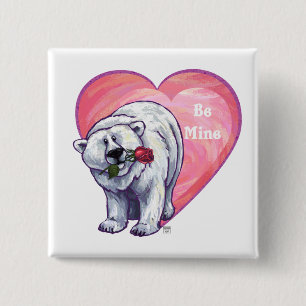 Polar Bear Valentine's Day 15 Cm Square Badge