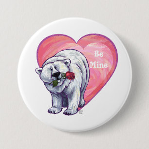 Polar Bear Valentine's Day 7.5 Cm Round Badge