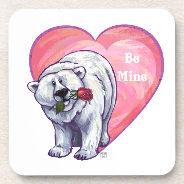 Polar Bear Valentine's Day Coaster (Front)