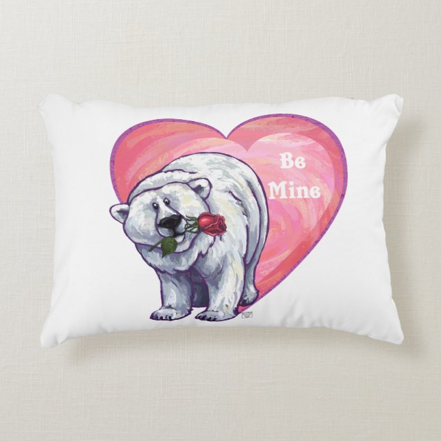 Polar Bear Valentine's Day Decorative Cushion (Front)