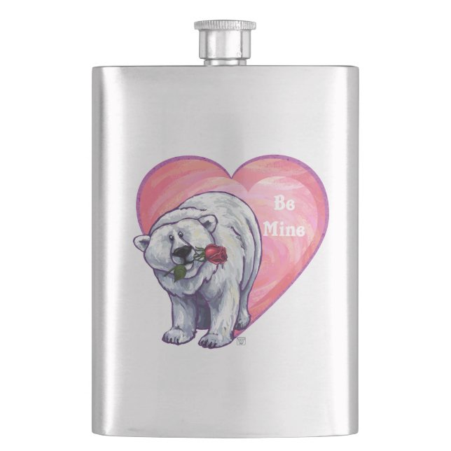 Polar Bear Valentine's Day Hip Flask (Front)