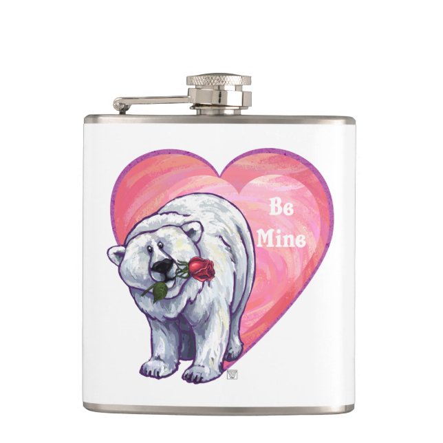 Polar Bear Valentine's Day Hip Flask (Front)