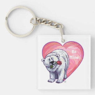 Polar Bear Valentine's Day Key Ring