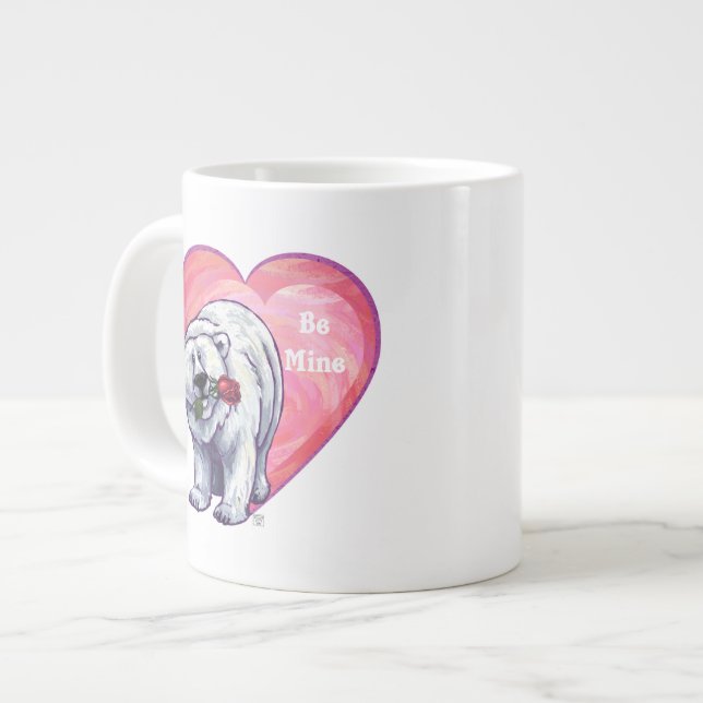 Polar Bear Valentine's Day Large Coffee Mug (Front Left)