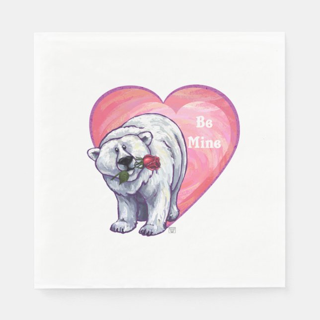 Polar Bear Valentine's Day Napkin (Front)