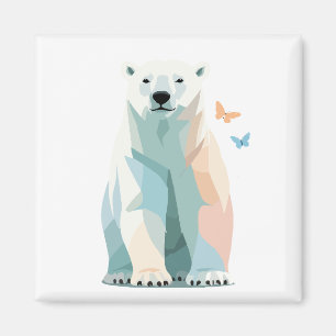 Polar Bear Vector Painting Adorable Fun Animal Art Magnet