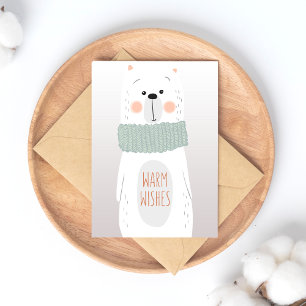 Polar bear - Warm Wishes - Fun Christmas postcard