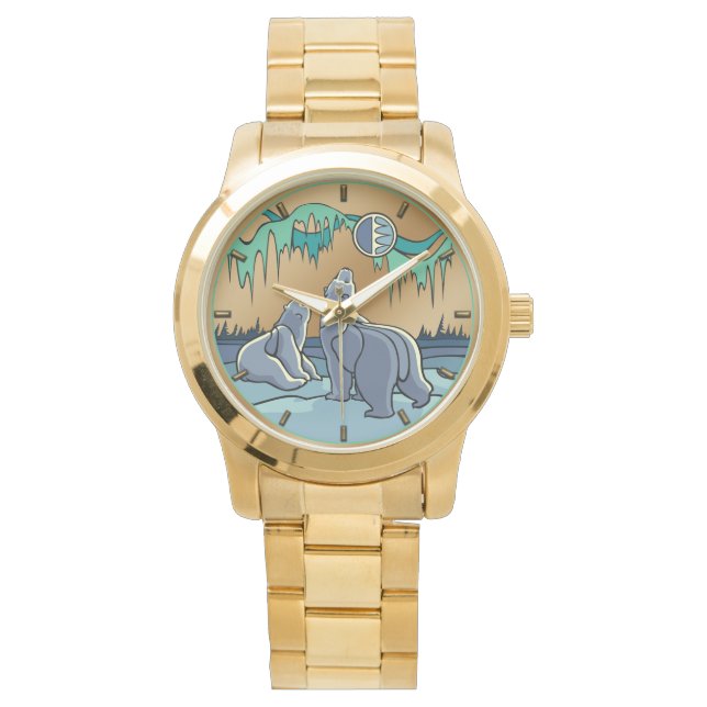 Polar Bear Watch Wildlife Art Bear Wrist Watch (Front)