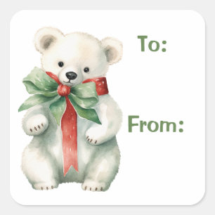 Polar Bear Watercolor Gift Tag