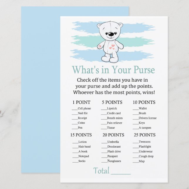 Polar bear What's in your purse game (Front/Back)