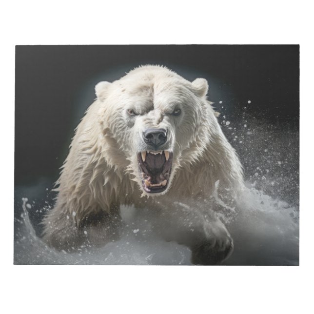 Polar Bear Wild Animal Portrait Fierce Power Notepad (Front)