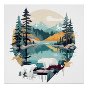 Polar Bear Wildlife Animal Nature Outdoors Forest Poster