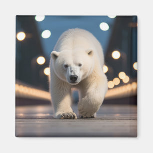 Polar Bear Wildlife Animal On Street  Magnet